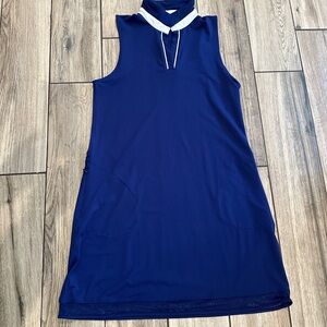 Athletic Sleeveless Blue Dress with White Collar